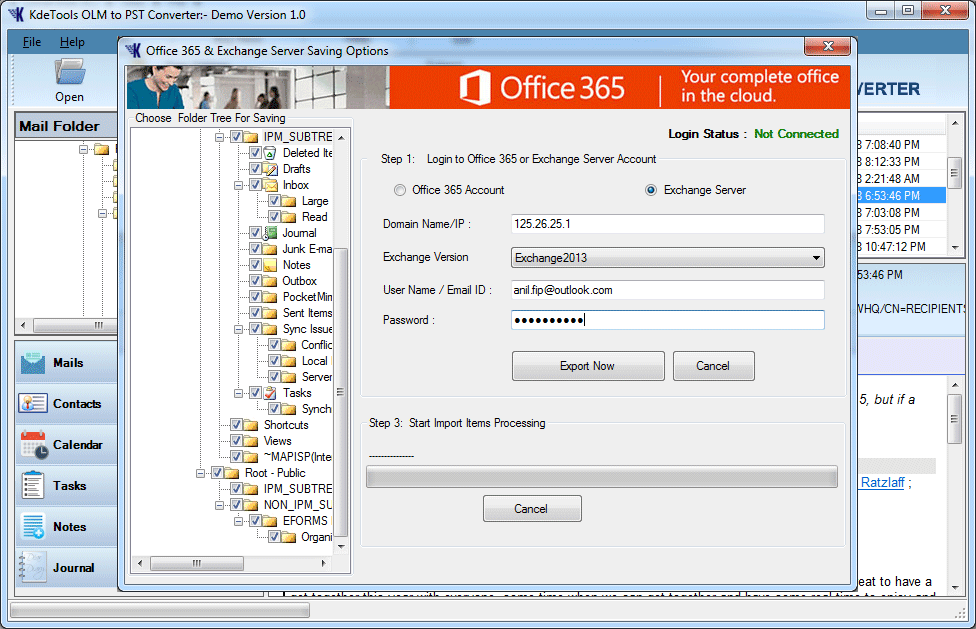 OLM to Exchange Server Option