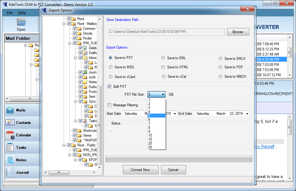 Split OLM File