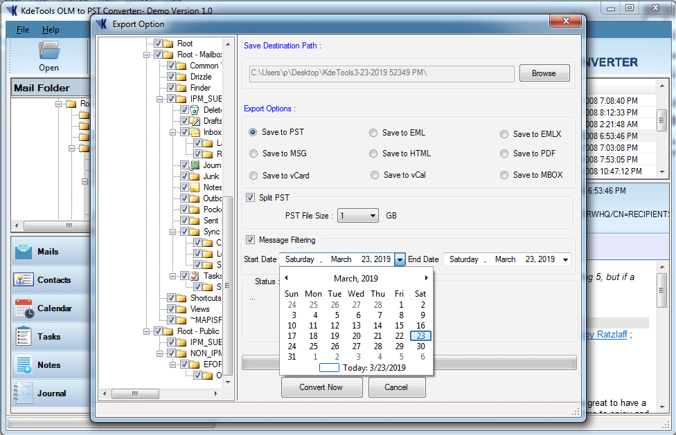 OLM Message Filtering Option